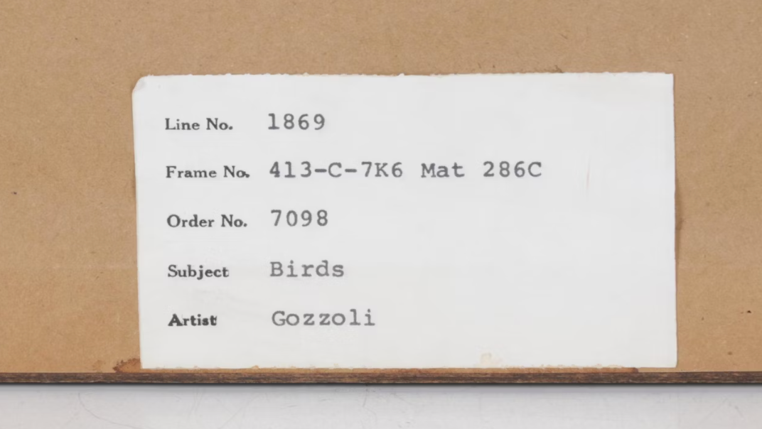 Offset Lithograph After Benozzo Gozzoli of Birds Around a Pond
