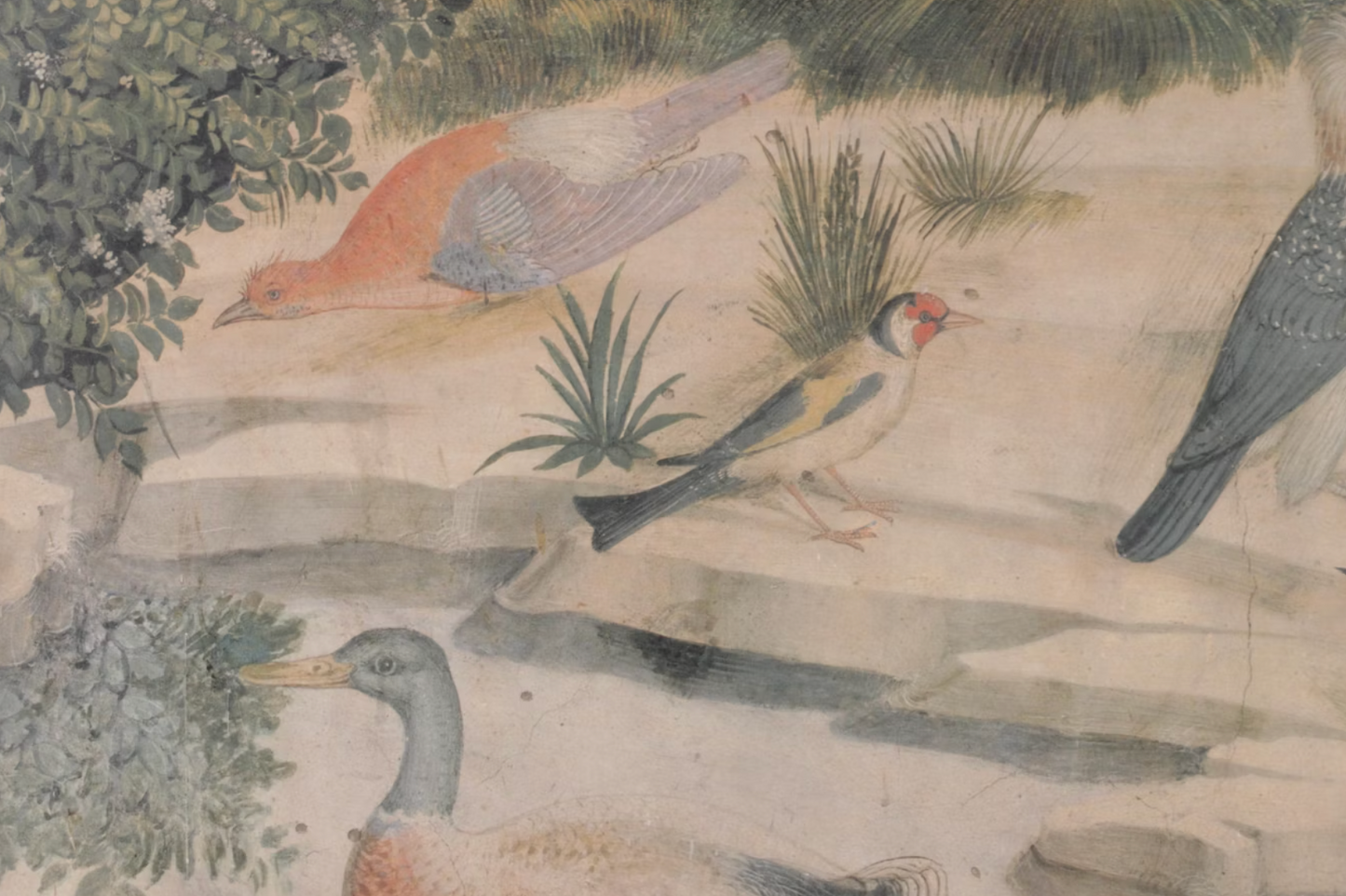 Offset Lithograph After Benozzo Gozzoli of Birds Around a Pond