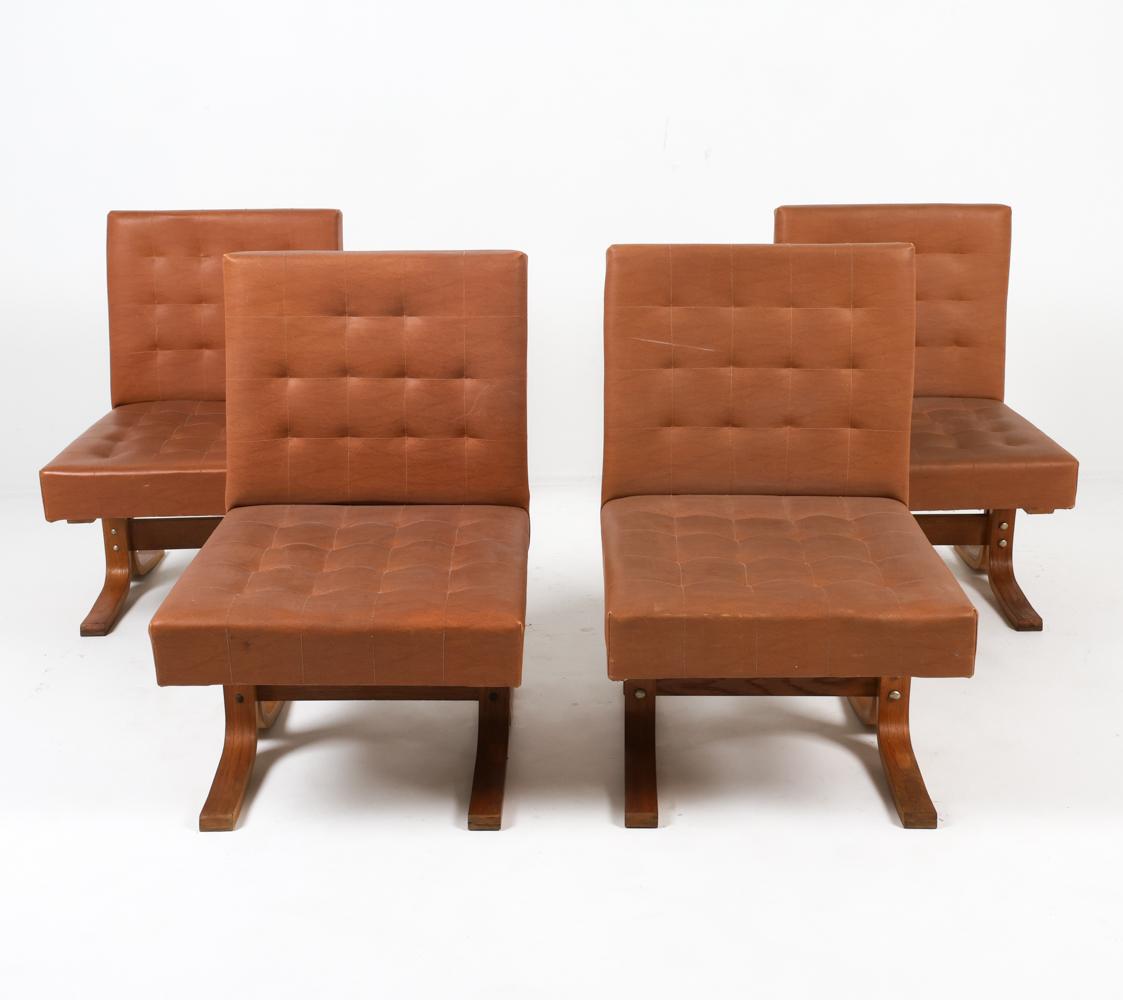Ludvik Volak Oak & Leather 'Bratislava' Chairs (Pair)