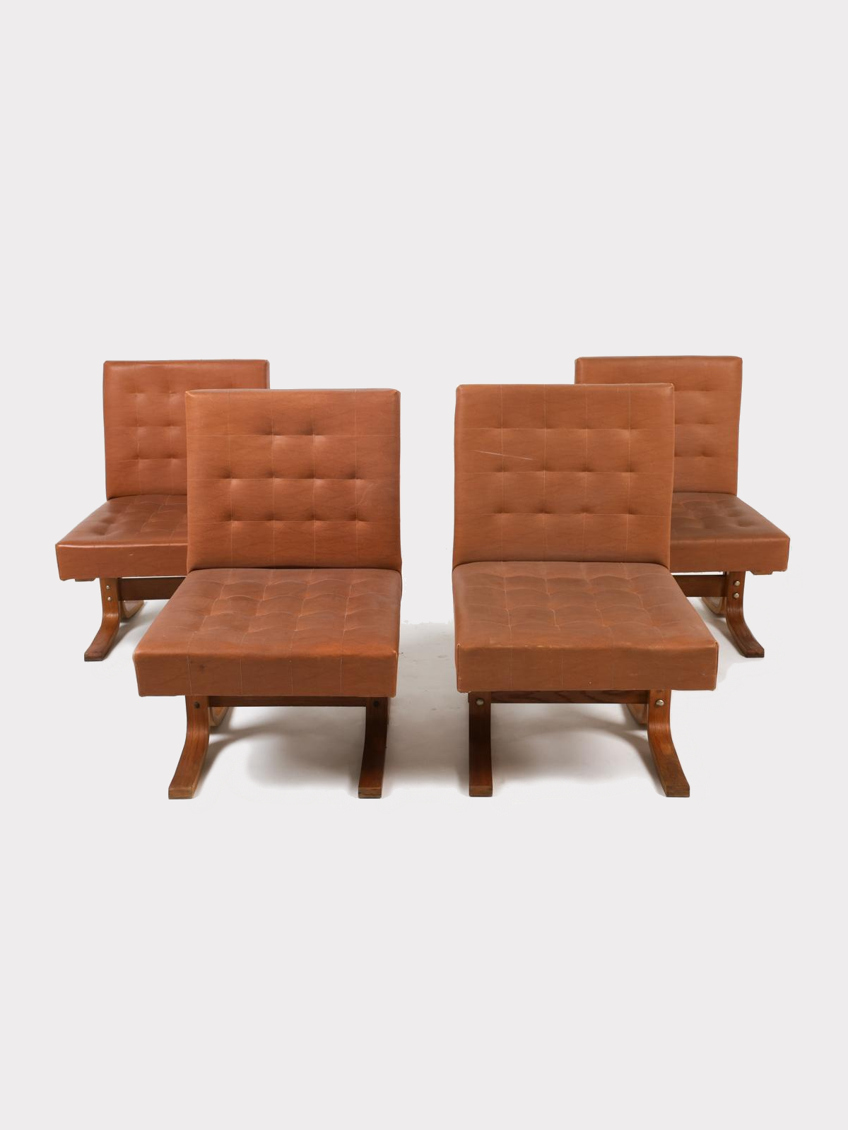 Ludvik Volak Oak & Leather 'Bratislava' Chairs (Pair)