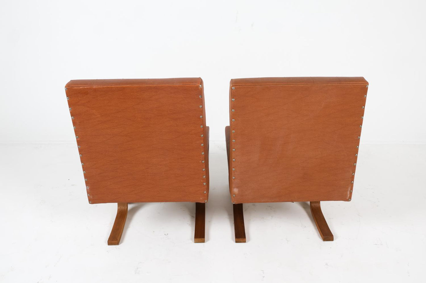 Ludvik Volak Oak & Leather 'Bratislava' Chairs (Pair)