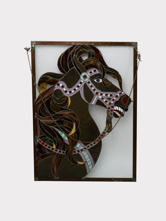 Equestrian Stained Glass Horse Panel