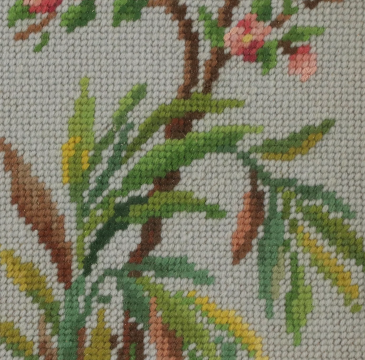 Handmade Needlepoint Bird on Spring Flower Branch