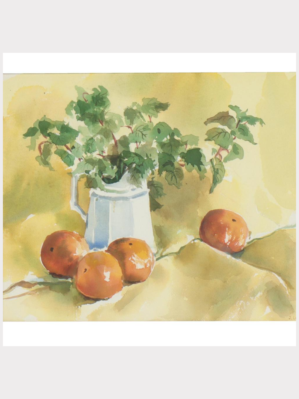 Still life with Branches and Orange fruit - J. Love, (20th century)