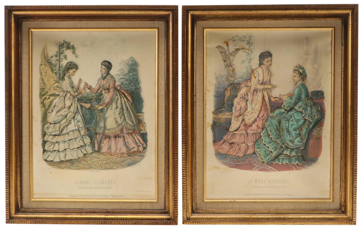 La Mode Illustrée Wood Framed Relief Prints