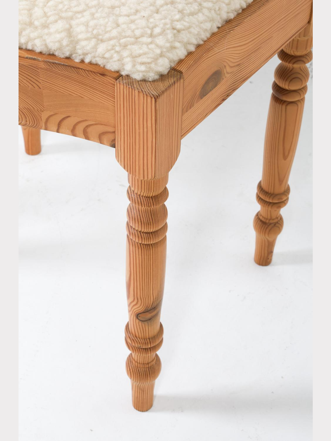 Vintage Swedish Lambs Wool Pine Stools (Pair)