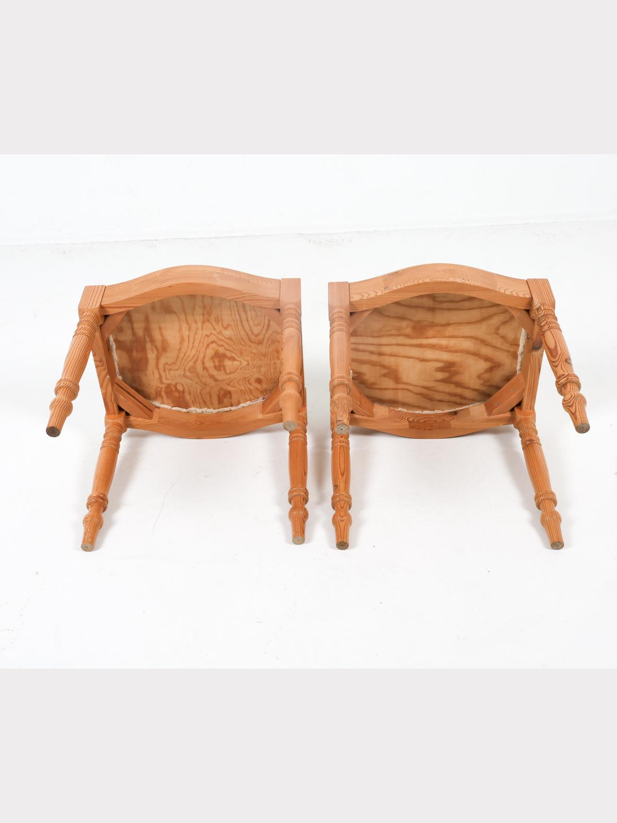 Vintage Swedish Lambs Wool Pine Stools (Pair)