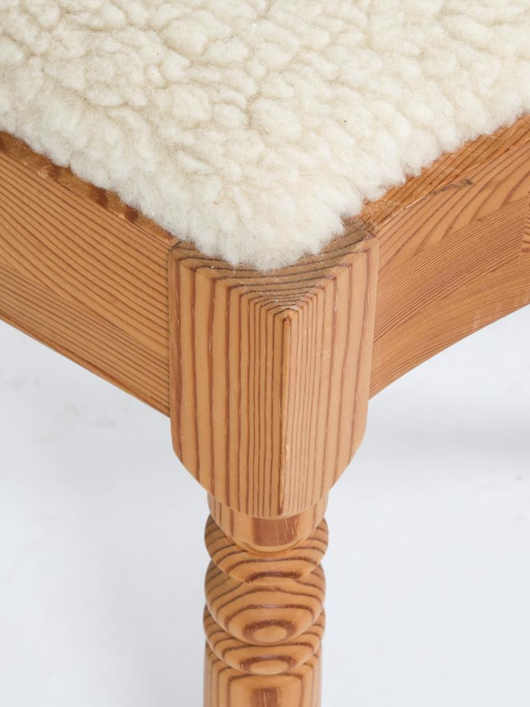 Vintage Swedish Lambs Wool Pine Stools (Pair)