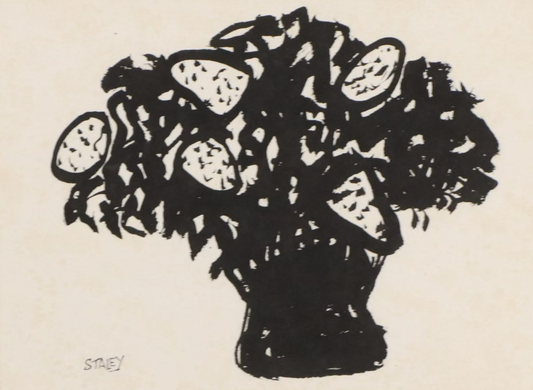 Rhoda Staley Floral Still Life Ink Drawing