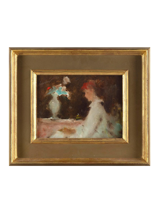 Profile of a Woman Sitting at a Table - Samuel Edmund Oppenheim