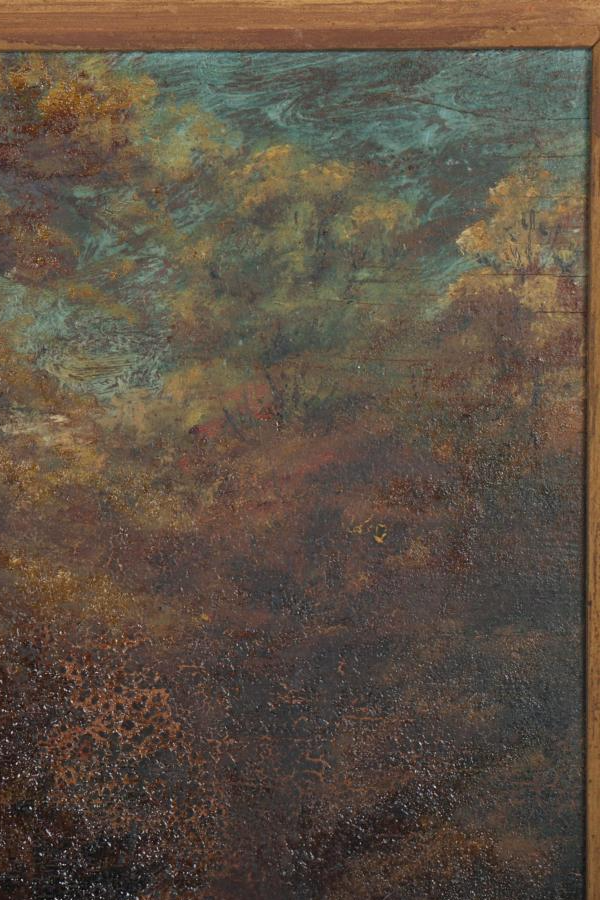 Woodland Charm, Evening landscape with trees, and rocky seascape - John Boer (1871-1937)
