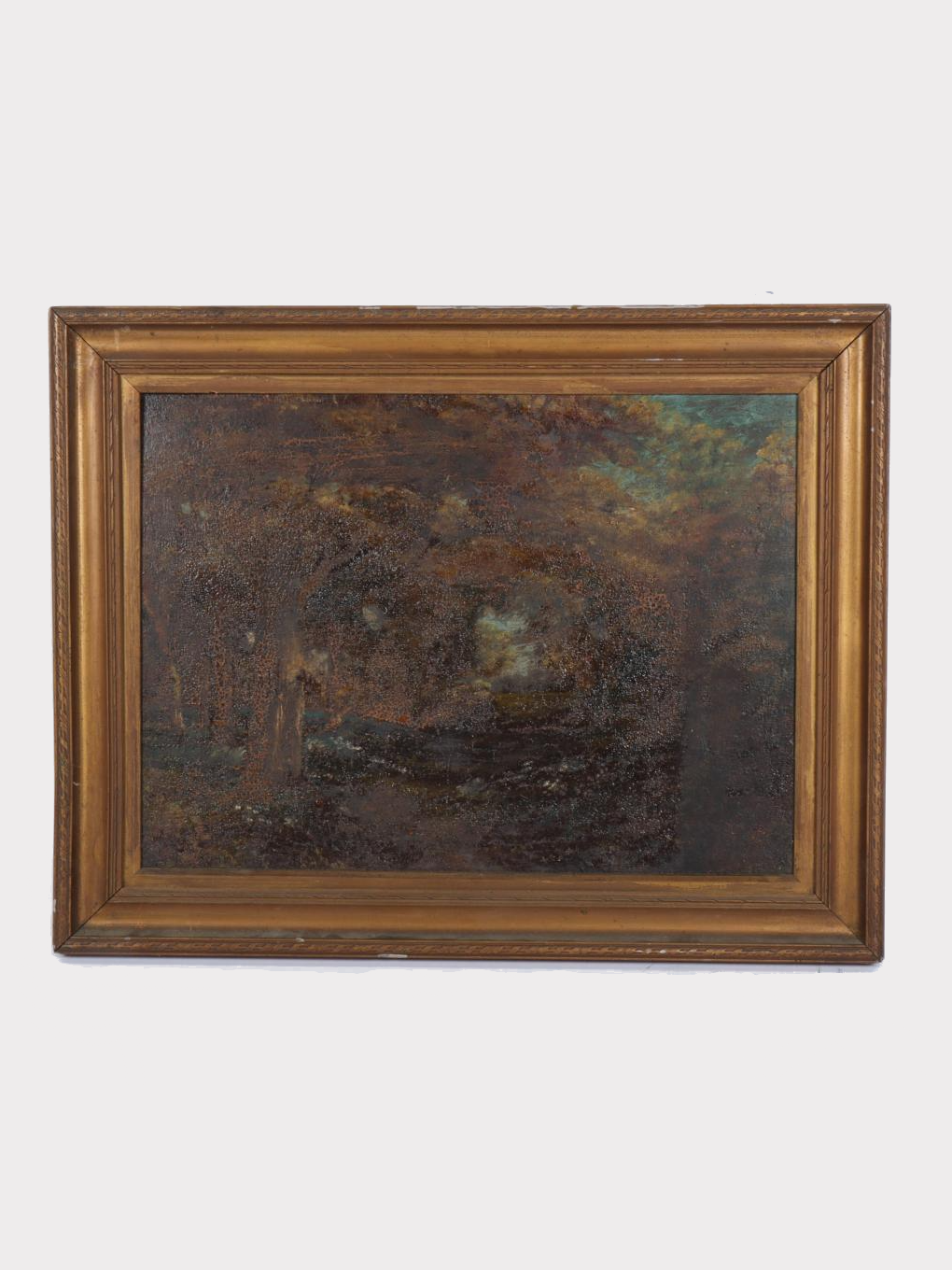 Woodland Charm, Evening landscape with trees, and rocky seascape - John Boer (1871-1937)