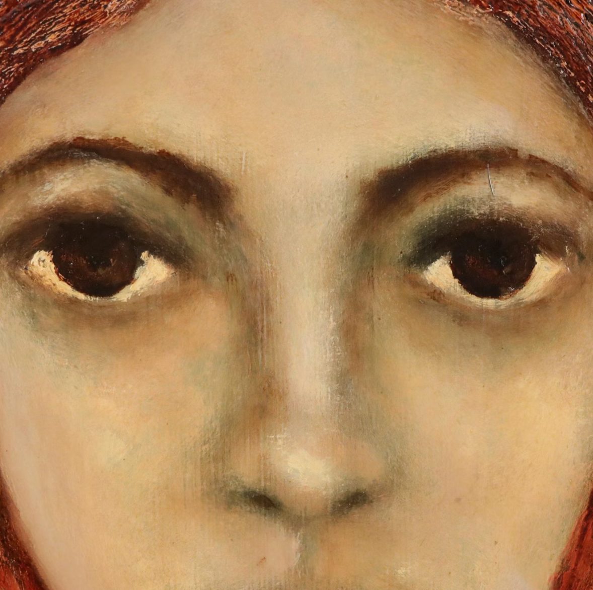 Jane Ruff Stylized Portrait Oil Painting "Flaming Head" | Early 20th Century Painting