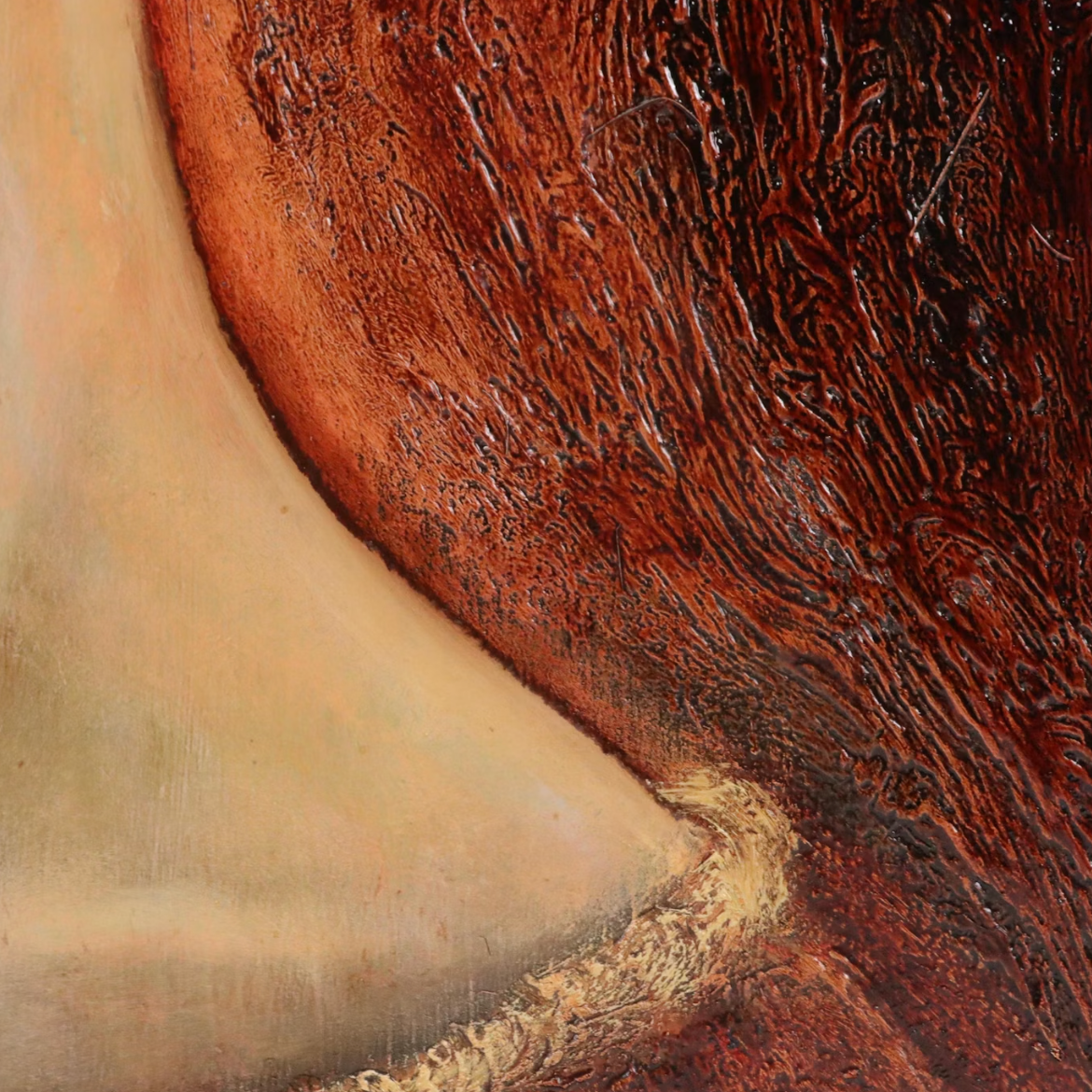 Jane Ruff Stylized Portrait Oil Painting "Flaming Head" | Early 20th Century Painting