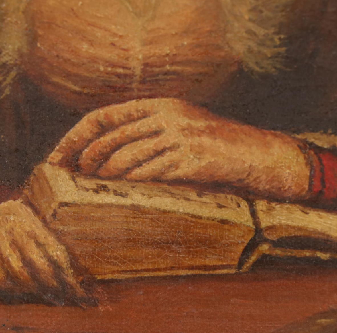 Scholar Asleep at His Desk [Early 20th Century Oil Painting]