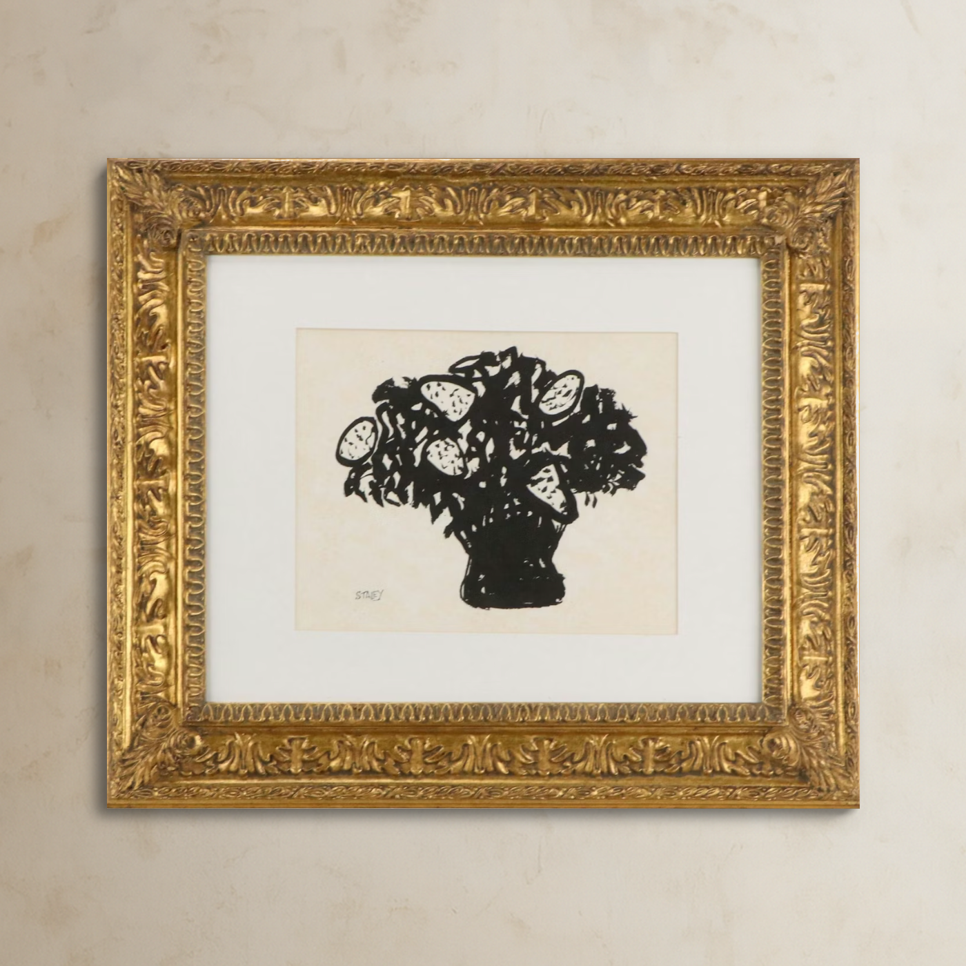 Rhoda Staley Floral Still Life Ink Drawing